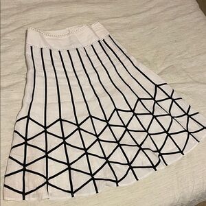 Carlisle Black and White Patterned A-Line Skirt